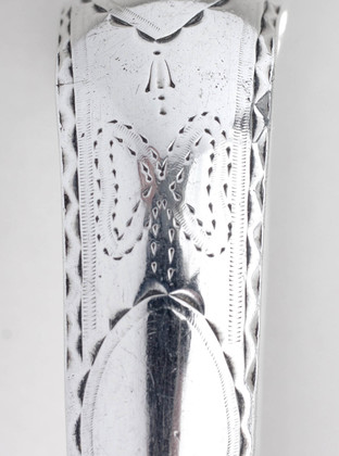 Irish Georgian Silver Bright Cut Silver Sugar Tongs - Dublin Bow, Benjamin Tait