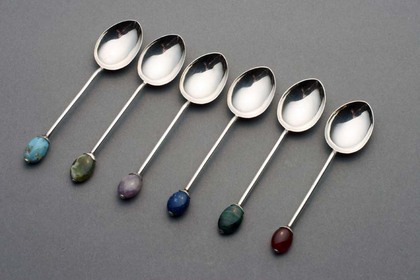 Liberty Silver Coffee Spoon set (6) - Semi Precious stones