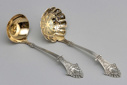 Gorham Sterling Silver Louis XIV Pattern Sifter Spoon & Ladle - Starr & Marcus New York