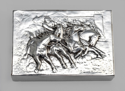 Victorian Silver Horse Chariot Racing Table Box - George Lambert, Robert Stocker, Quadriga, Apollo