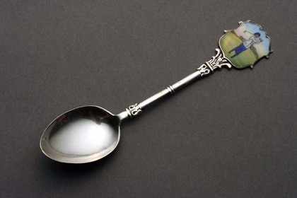 Silver and Enamel Golf teaspoon