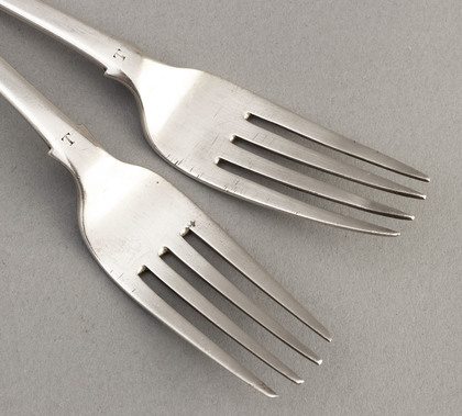 Irish Georgian Silver Tableforks (pair) - Hallmarking Interest, 1825, Thomas Farnell