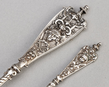 Daniel Vollgold & Son Silver Teaspoons (Set of 4) & Tablespoon - Berlin Court Goldsmith, Prussian Royal Family