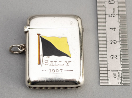Antique Silver and Enamel Maritime Signal Flag Vesta Case - Sally, Dr Lauder, W.H.J. Hirst