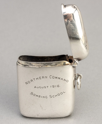 Northern Command Bombing School Antique Silver Vesta Case - Grenade School