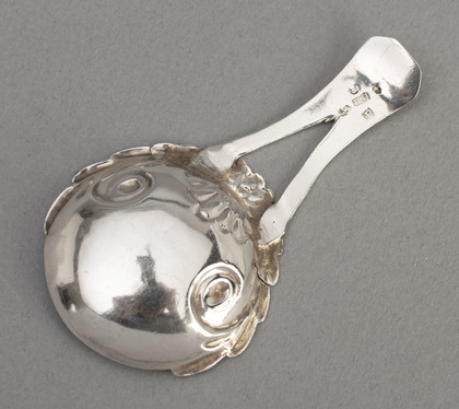 Georgian Silver Caddy Spoon - John Lawrence & Co, Bifurcated Handle