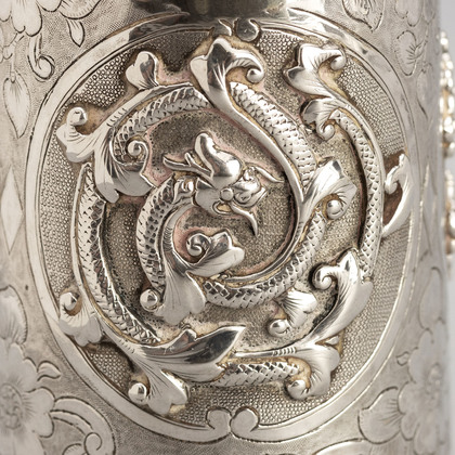 Chinese Export Silver Christening Mug - Dragon, Prunus, Khecheong