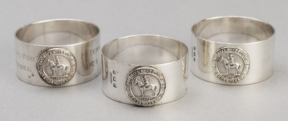 Natal Rifle Association Semper Paratus Sterling Silver Trophy Napkin Rings -Emma Thresh, Murray-Smith Memorial, Royston Memorial